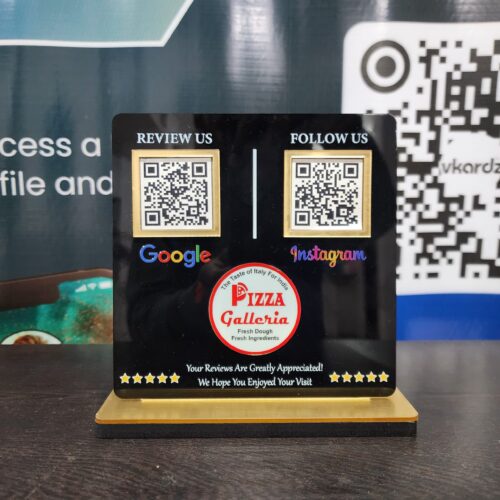 Black 2 QR NFC Standee | Premium Acrylic NFC QR Code Sign for Contactless Payments & Social Media