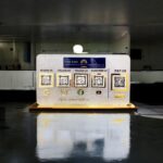 Business Standee with NFC and multi QR codes for reviews, payments, and social media on a crystal-clear acrylic display