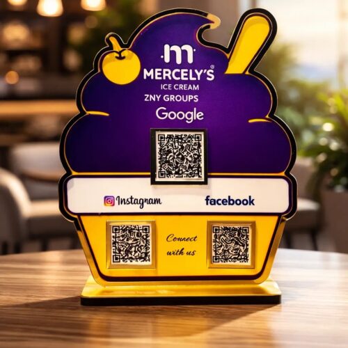 Custom QR & NFC Acrylic Business Standee | Google Review & Social QR Display | Premium Acrylic Sign