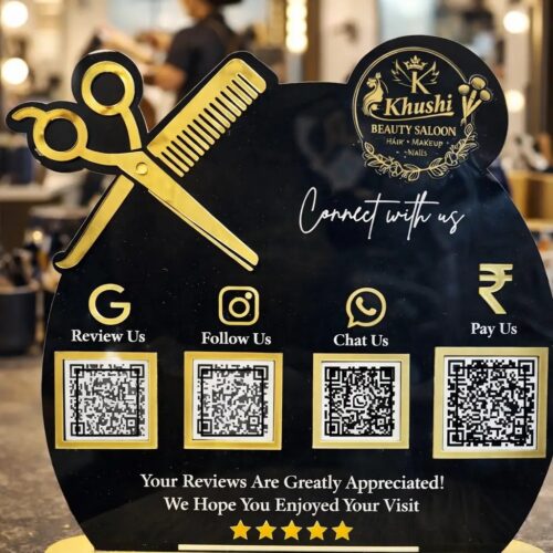 Premium Custom Acrylic QR & NFC Business Standee | Multi QR Display | Fully Customizable